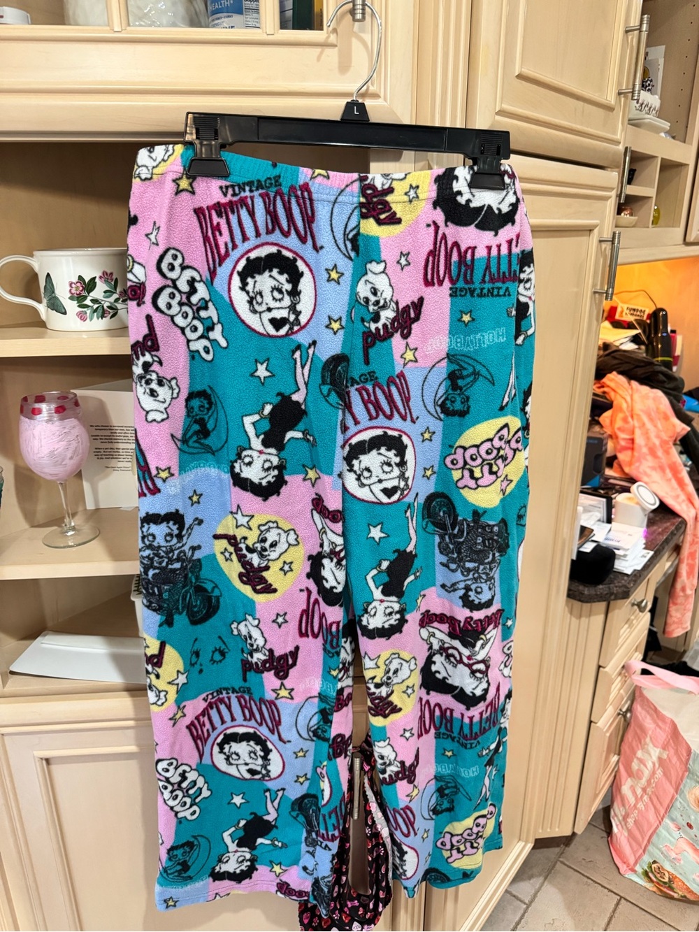Betty Boop Pink & Teal Graphic Fleece Pajama Pants
